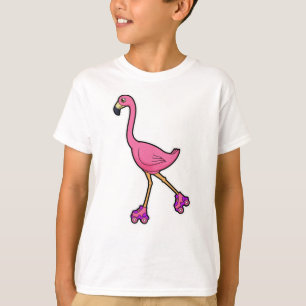 Flamingo som Skater med rullskridskor T Shirt