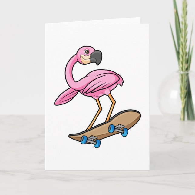 Flamingo som Skater med Skateboard Kort (Framsida)