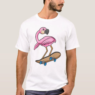 Flamingo som Skater med Skateboard T Shirt