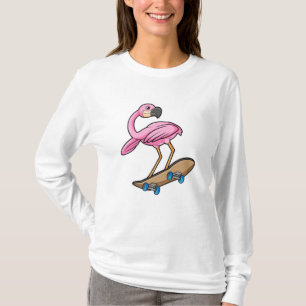 Flamingo som Skater med Skateboard T Shirt