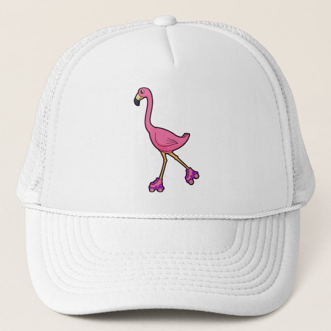 Flamingo som Skridskoåkare med Rullskridskor Keps (Framsida)