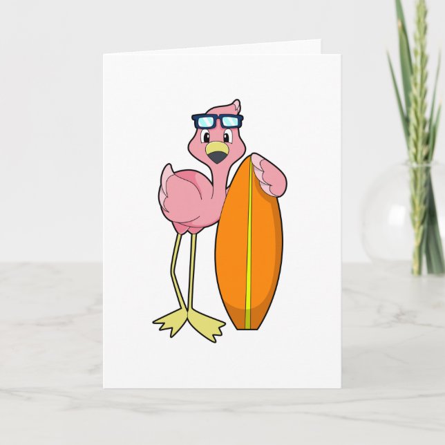 Flamingo som Surfare med Surfbräda.PNG Kort (Framsida)