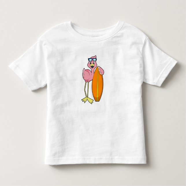 Flamingo som Surfer med Surfboard.PNG T Shirt (Framsida)