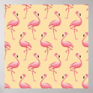 Flamingo Sömlös bakgrund i mönster. Flamning av ro Poster