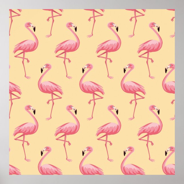 Flamingo Sömlös bakgrund i mönster. Flamning av ro Poster (Framsidan)