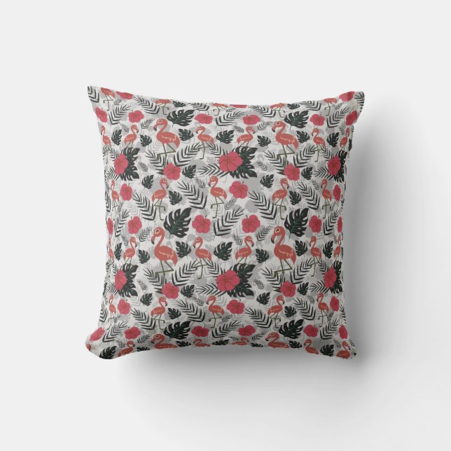 Flamingo Sömlös mönster med blommigtens bakgrund Kudde (Framsida)