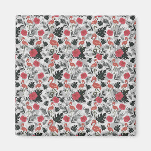 Flamingo Sömlös mönster med blommigtens bakgrund Magnet