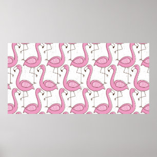 Flamingo Sömlös mönster, vintage exotisk design Poster