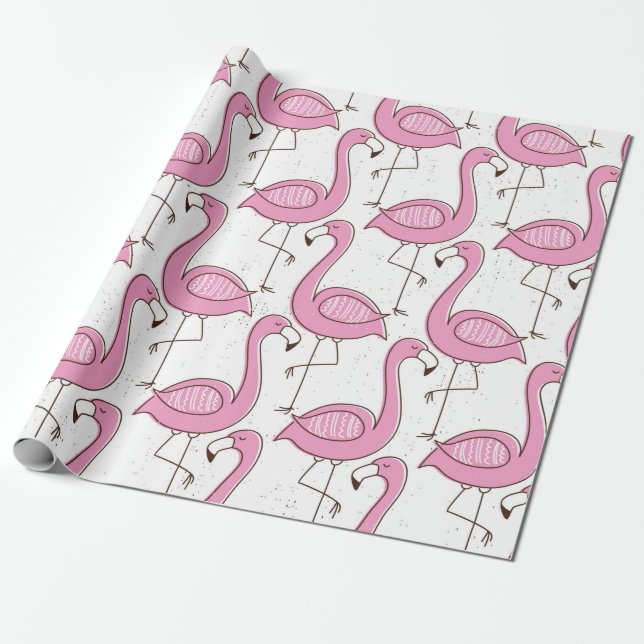 Flamingo Sömlös mönster, vintage exotisk design  Presentpapper (Utrullad)