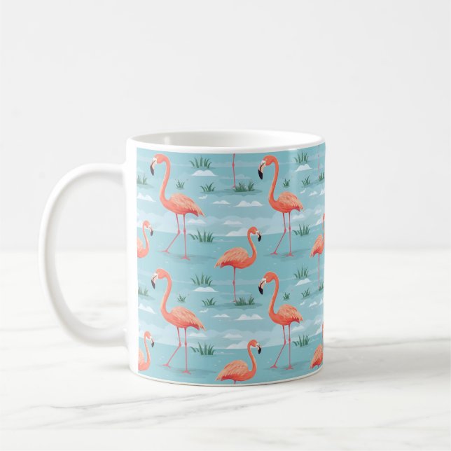 Flamingo sommar mönster kaffemugg (Vänster)