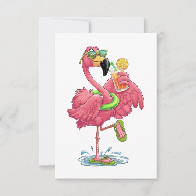 Flamingo Sommar Vacation Tack Kort (Framsida)