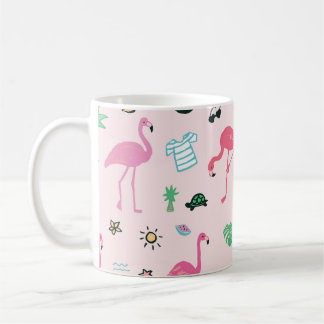 Flamingo Sommar: Vibrant Bird Mönster Kaffemugg