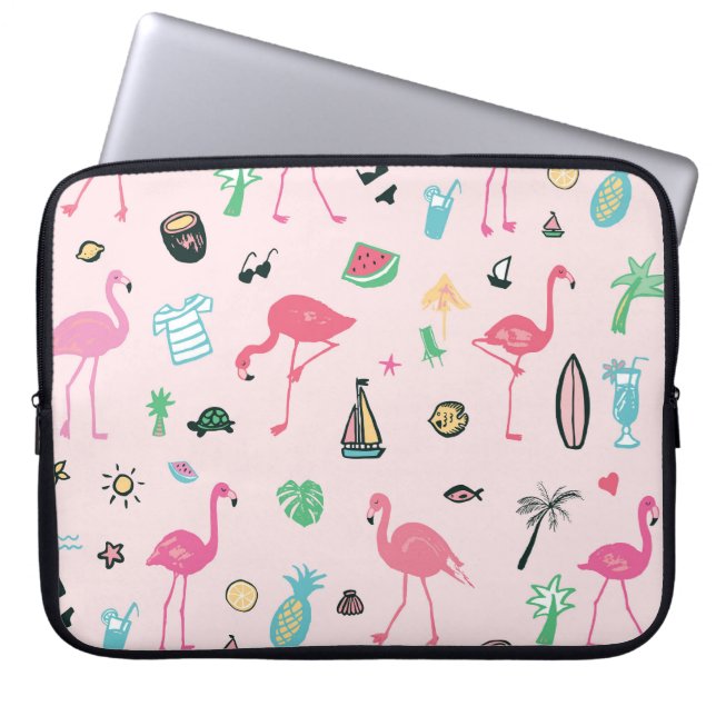 Flamingo Sommar: Vibrant Bird Mönster Laptop Fodral (Framsidan)