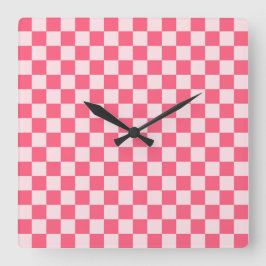 Flamingo sorbet checkerboard pattern fyrkantig klocka