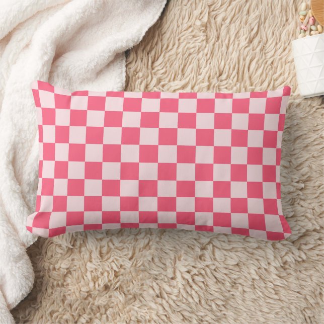 Flamingo sorbet checkerboard pattern lumbarkudde (Filt)