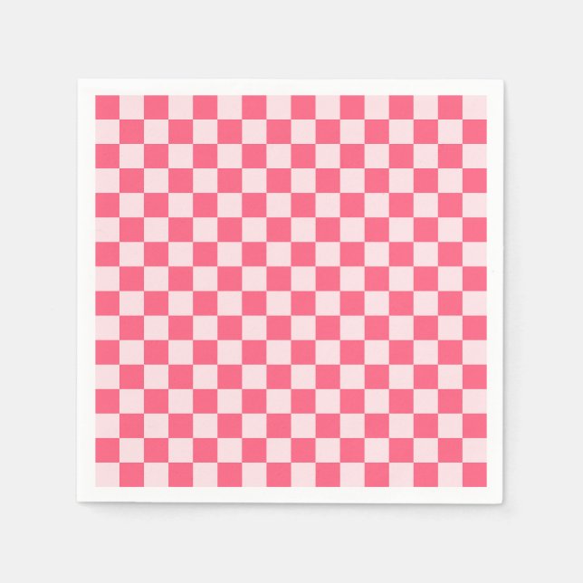 Flamingo sorbet checkerboard pattern pappersservett (Framsidan)