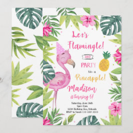 Flamingo Söt i Rosa Birthday-inbjudan Inbjudningar