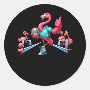 Flamingo Spela Bowling Graphic Art Bowlareare Bowl Runt Klistermärke