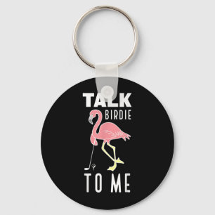 Flamingo spelar Golf Talk Birdie mot mig Golfing F Nyckelring
