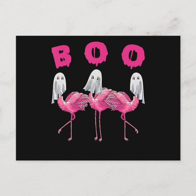 Flamingo | Spökflamingo Boo Halloween-kostym Inbjudan Vykort (Framsida)