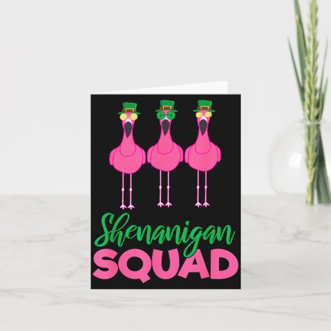 Flamingo Squad Funny Lucky St Patricks Day 2020 Te Kort (Framsida)