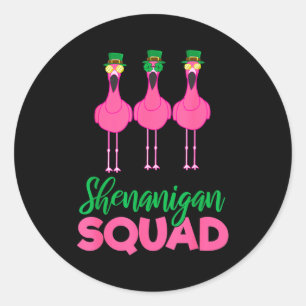 Flamingo Squad Roligt Lucky St Patricks Day 2020 T Runt Klistermärke