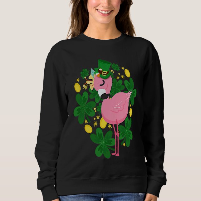 Flamingo St Patrick Day Pink Bird T Shirt (Framsida)