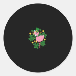 Flamingo St Patrick Day Roligt Rosa Bird Älskare G Runt Klistermärke