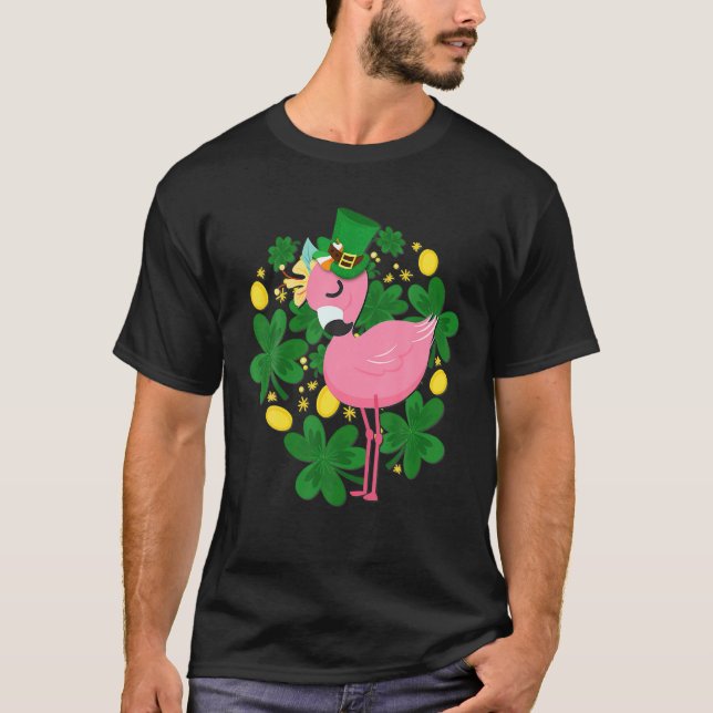 Flamingo St Patrick Day T Funny Rosa Bird Älskare Shirt (Framsida)