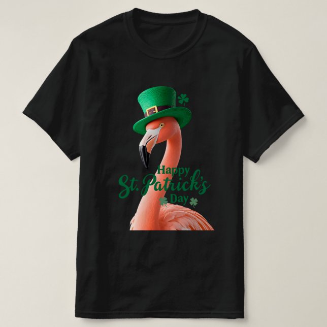 Flamingo St. Patrick's Day T-Shirt | Söt irländsk  (Design framsida)