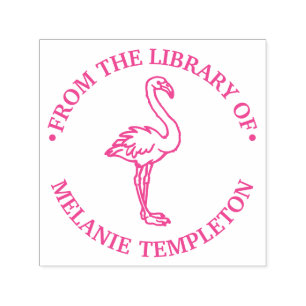 Flamingo Stående “Från bibliotek av” Namn Monogram Självfärgande Stämpel