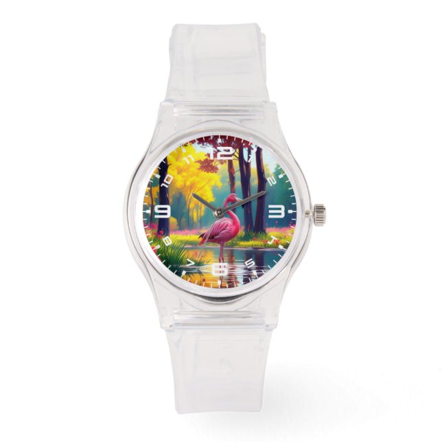 Flamingo Stående i Sjön-36547 Armbandsur (Framsida)