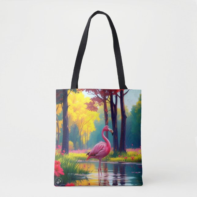 Flamingo Stående i Sjön-36547 Tygkasse (Framsida)