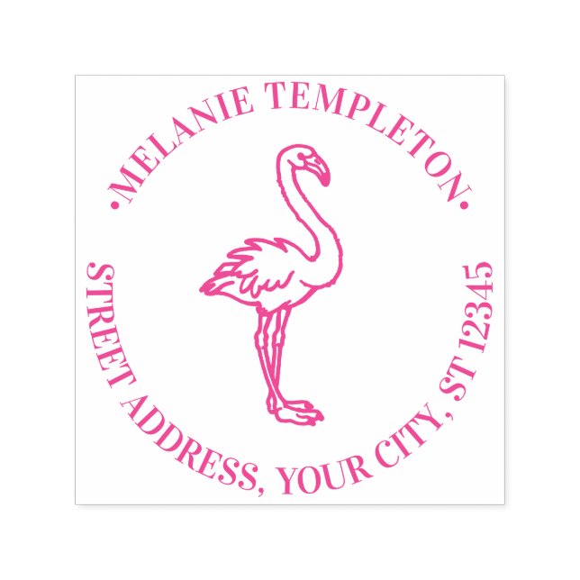 Flamingo Stående Namn Returadress Självfärgande Stämpel (Design)