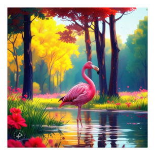 Flamingo ständiga i Sjö-365476 Fototryck