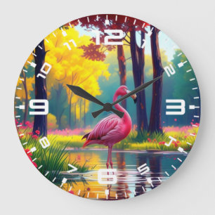 Flamingo ständiga i Sjö-365476 Stor Klocka