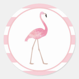 Flamingo Sticker Rosa Rand Runt Klistermärke