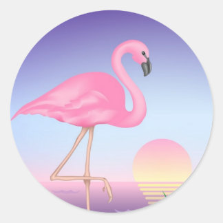 Flamingo Stickers Runt Klistermärke