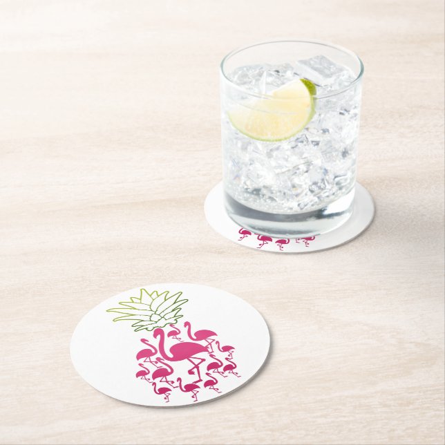 Flamingo Stone Coaster| Älskare Stone Coaster Underlägg Papper Rund (Insitu)
