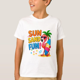 ☀️ Flamingo Strand Semester Stil För Barn 🌴 T Shirt