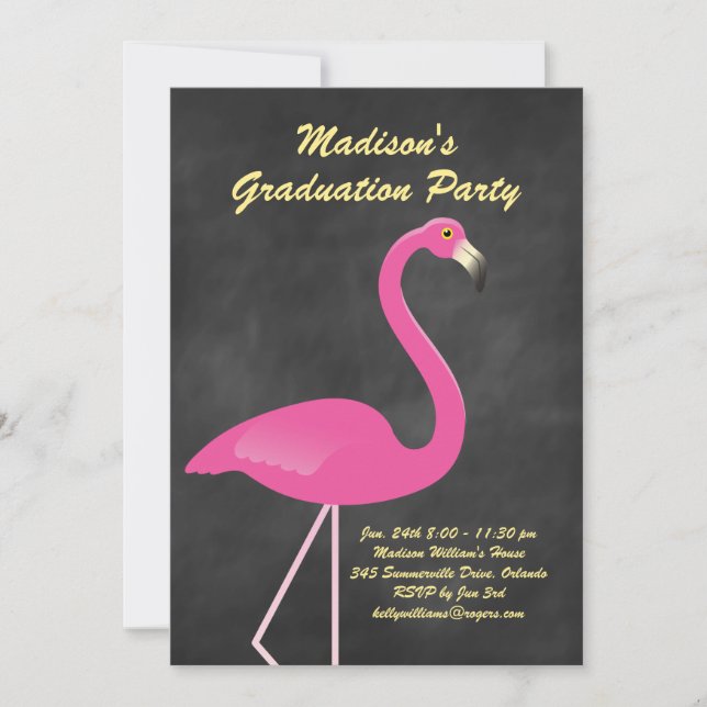 Flamingo-Studentfest - Kalkboard Inbjudningar (Framsida)
