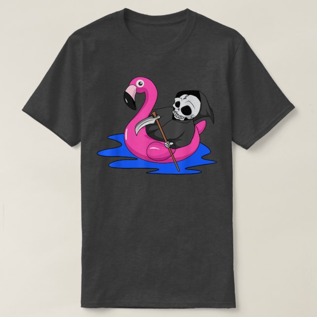 Flamingo Summer Funny Grim Reaper Angel Of Death H T Shirt (Design framsida)