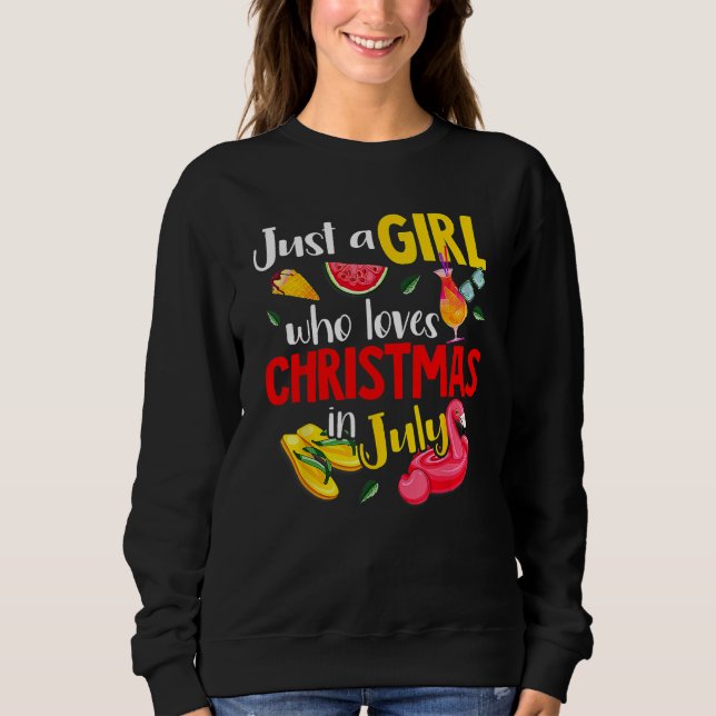 Flamingo Summer Just A Girl Who Loves Christmas In T Shirt (Framsida)