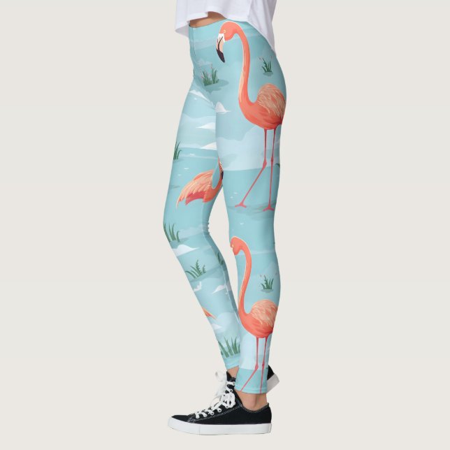 Flamingo Summer Mönster Leggings (Vänster)