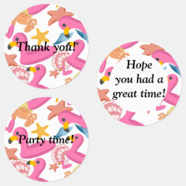 Flamingo summer party with text klistermärke