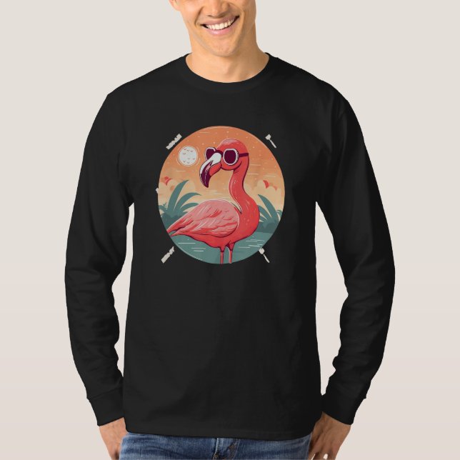 Flamingo Sunglasses Pink Bird Tropical Bird T Shirt (Framsida)