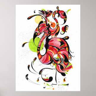 Flamingo sunset-målning poster