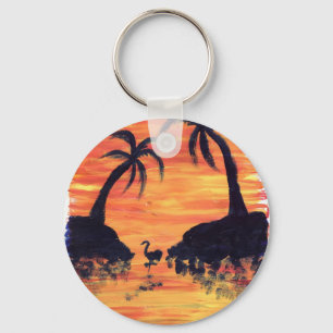 Flamingo Sunset Nyckelring