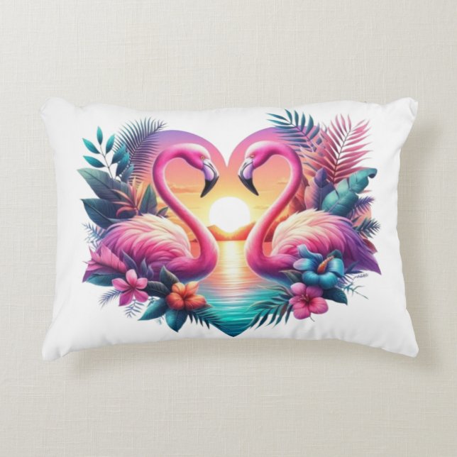 Flamingo Sunset Pillow Prydnadskudde (Framsidan)