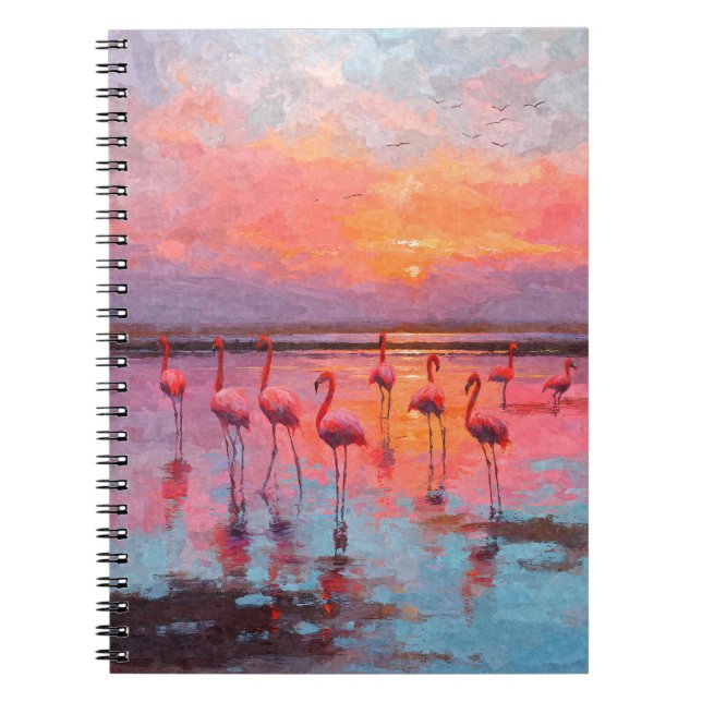 Flamingo Sunset Reflection Notebook Anteckningsbok (Framsidan)